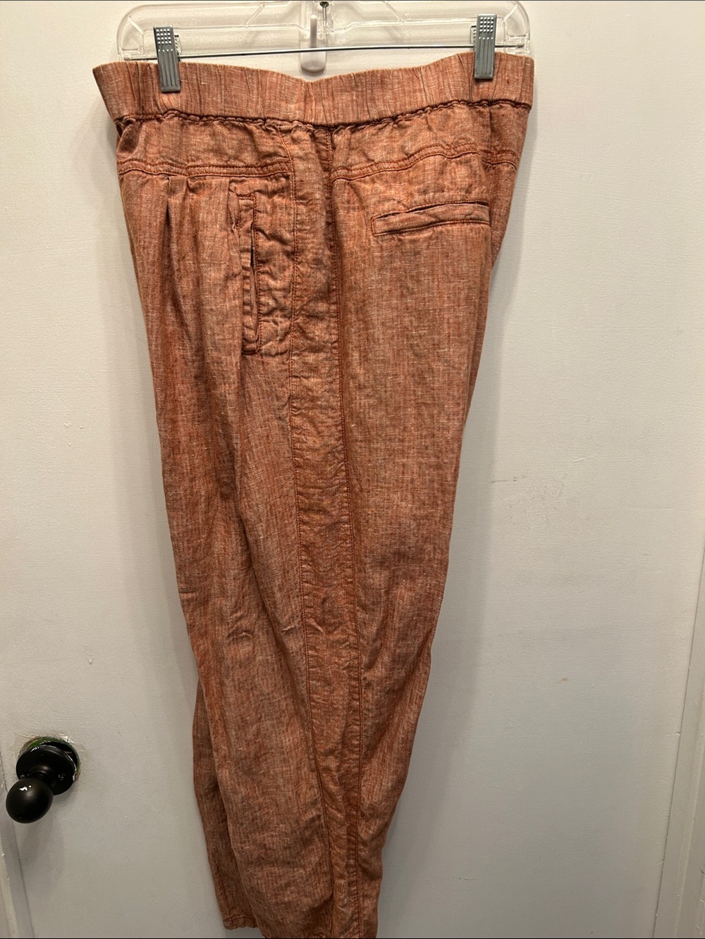 Women's  Linen-Blend Pants in Rust Matches Bomber Jacket